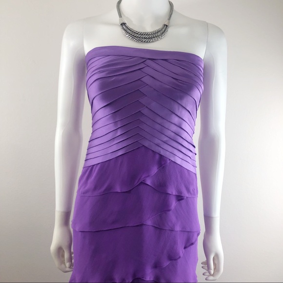 Tadashi Shoji Vintage Purple Ruffle Strapless Gown - Picture 3 of 8